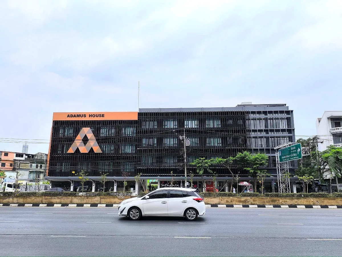 Modern exterior of Adamus House building